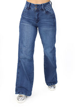 MRP21549 Medium Denim Wide Leg Jean by Maripily Rivera