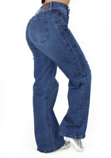MRP21549 Medium Denim Wide Leg Jean by Maripily Rivera