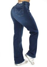 MRP21590 Medium Denim Straight Fit Jean by Maripily Rivera