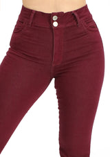 MRP-21605 Burgundy Denim Flare Fit Jean by Maripily Rivera