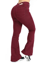 MRP-21605 Burgundy Denim Flare Fit Jean by Maripily Rivera