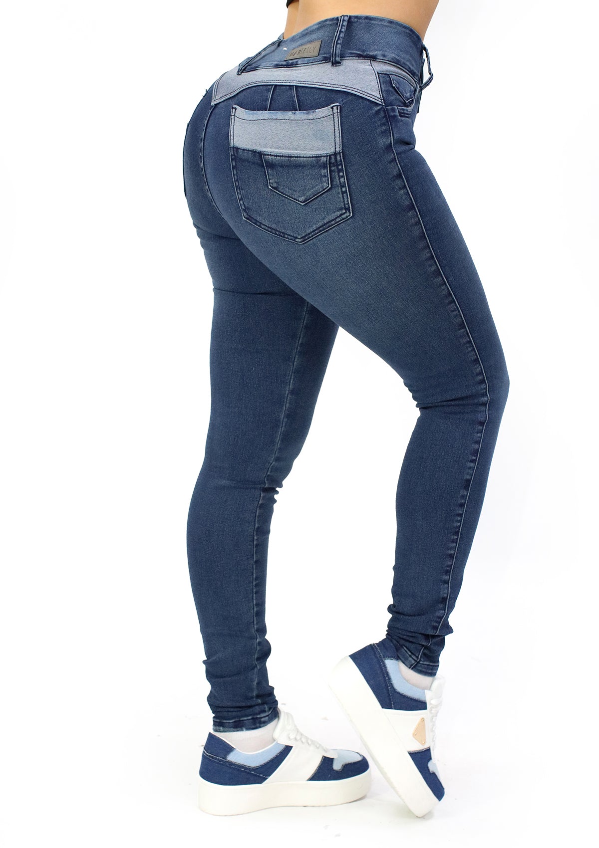 MRP-21621 Medium Denim Skinny Jean by Maripily Rivera