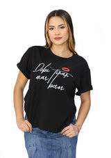 NY-6229 Black Debi Tirar Mas Besos T-Shirt de Mujer