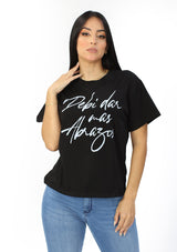 NY-6230 Black Debi Dar Mas Abrazos T-Shirt de Mujer