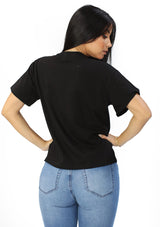NY-6230 Black Debi Dar Mas Abrazos T-Shirt de Mujer