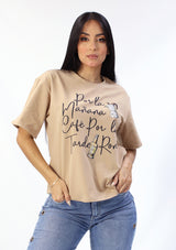 NY-6412 Mocha Por La Mañana Cafe Por La Tarde Ron T-Shirt de Mujer