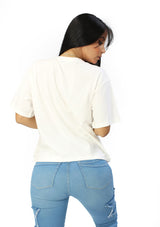 NY-6412 White Por La Mañana Cafe Por La Tarde Ron T-Shirt de Mujer