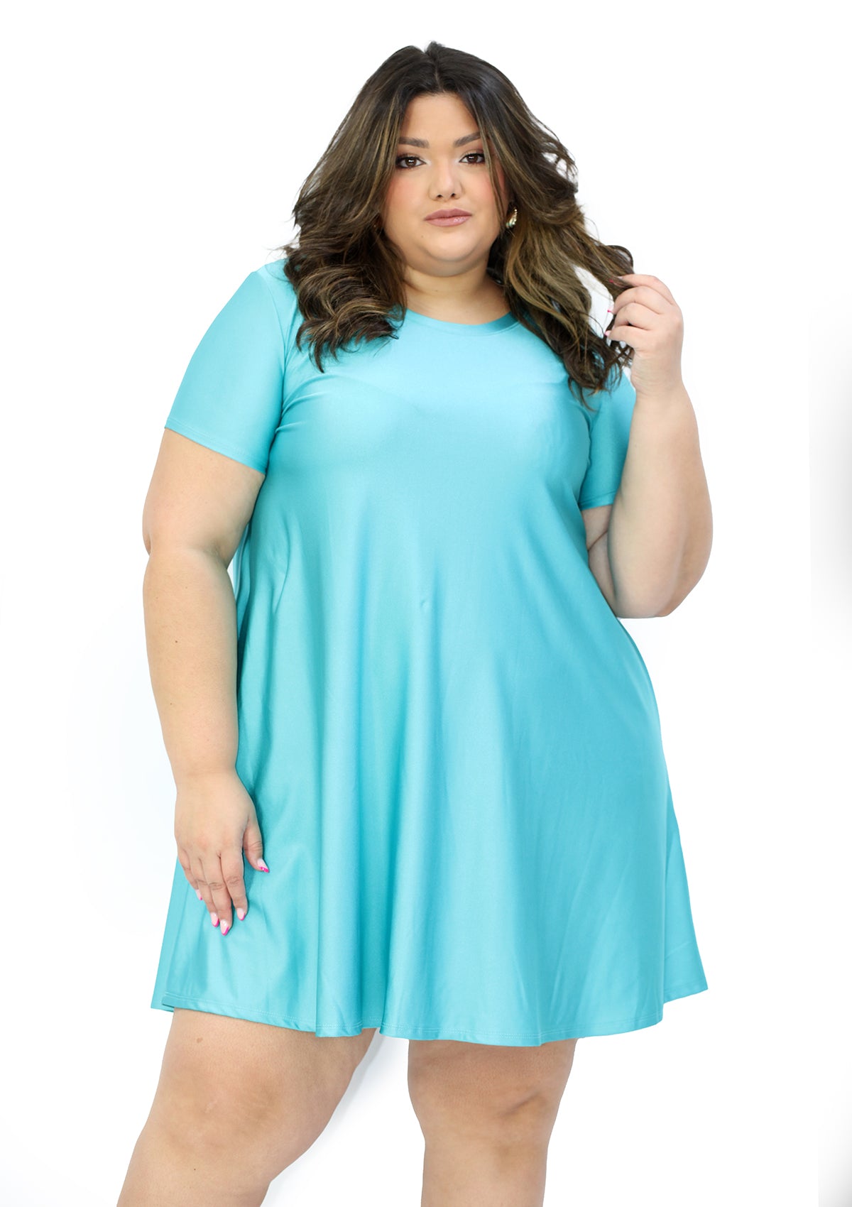 NY-D-1443-PL Aqua Traje de Mujer Plus