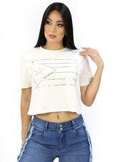 NYFOILPR-T1479 White Bandera T-Shirt de Mujer