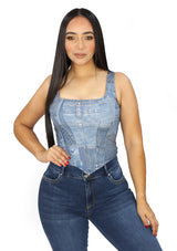 NY-T-1352-NY Denim Top de Mujer