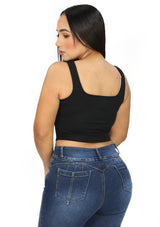 NY-T-1352-S Black Solid Top de Mujer