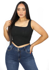 NY-T-1352-S Black Solid Top de Mujer