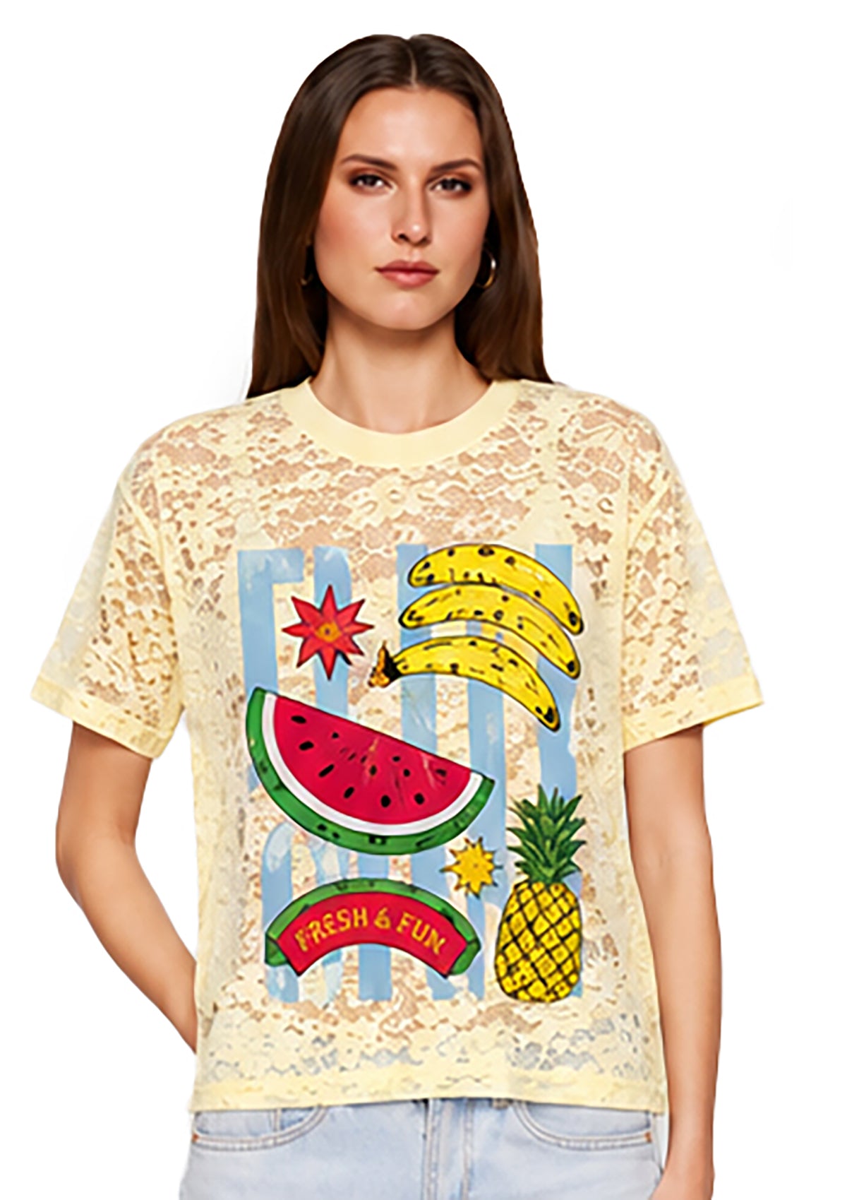 NY-T-1622-LC Yellow Fresh and Fun T-Shirt de Mujer
