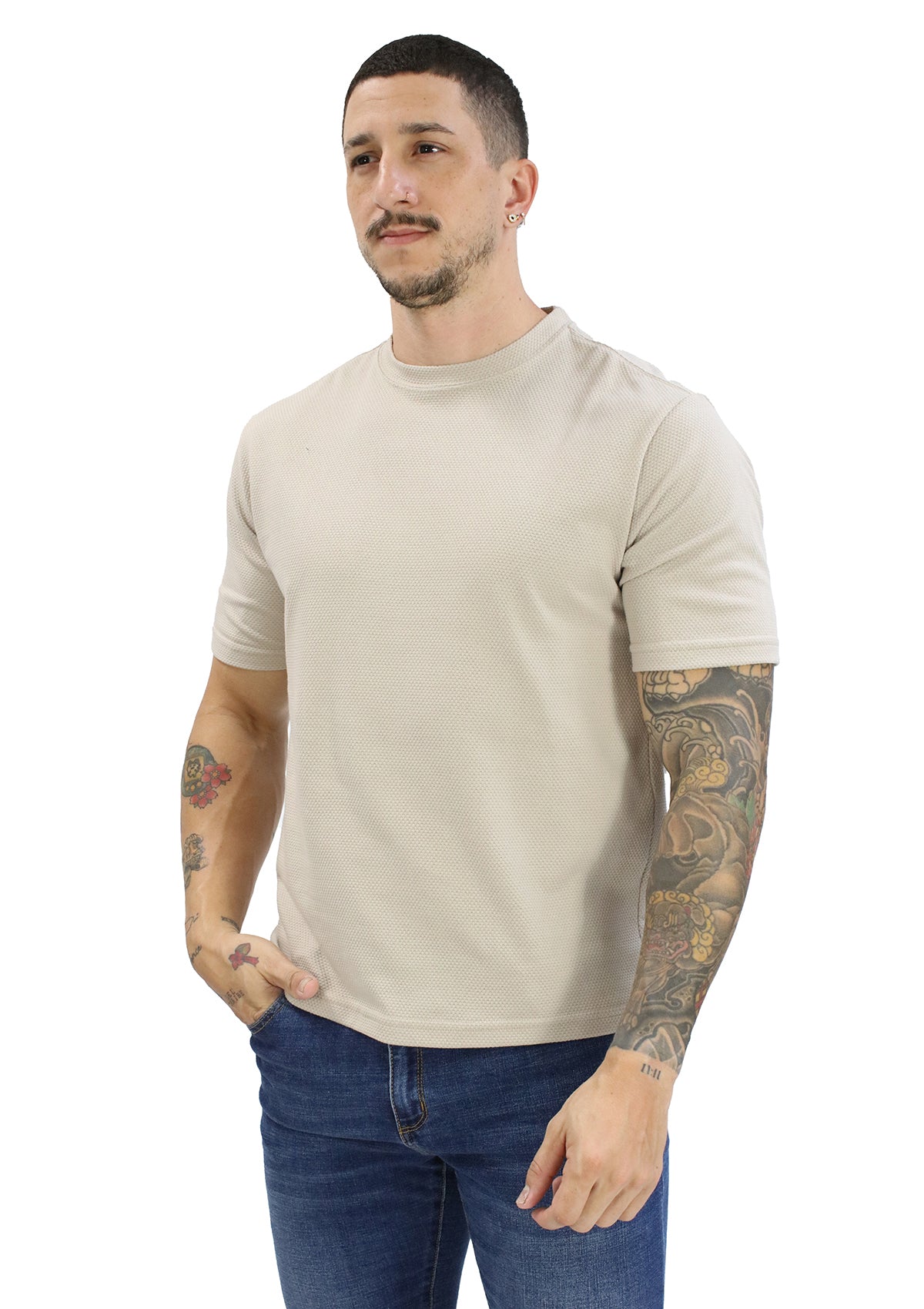 RN-003 Beige Men's T-Shirt by Renness