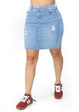 SC-2027 Light Denim Skirt Woman by Scarcha