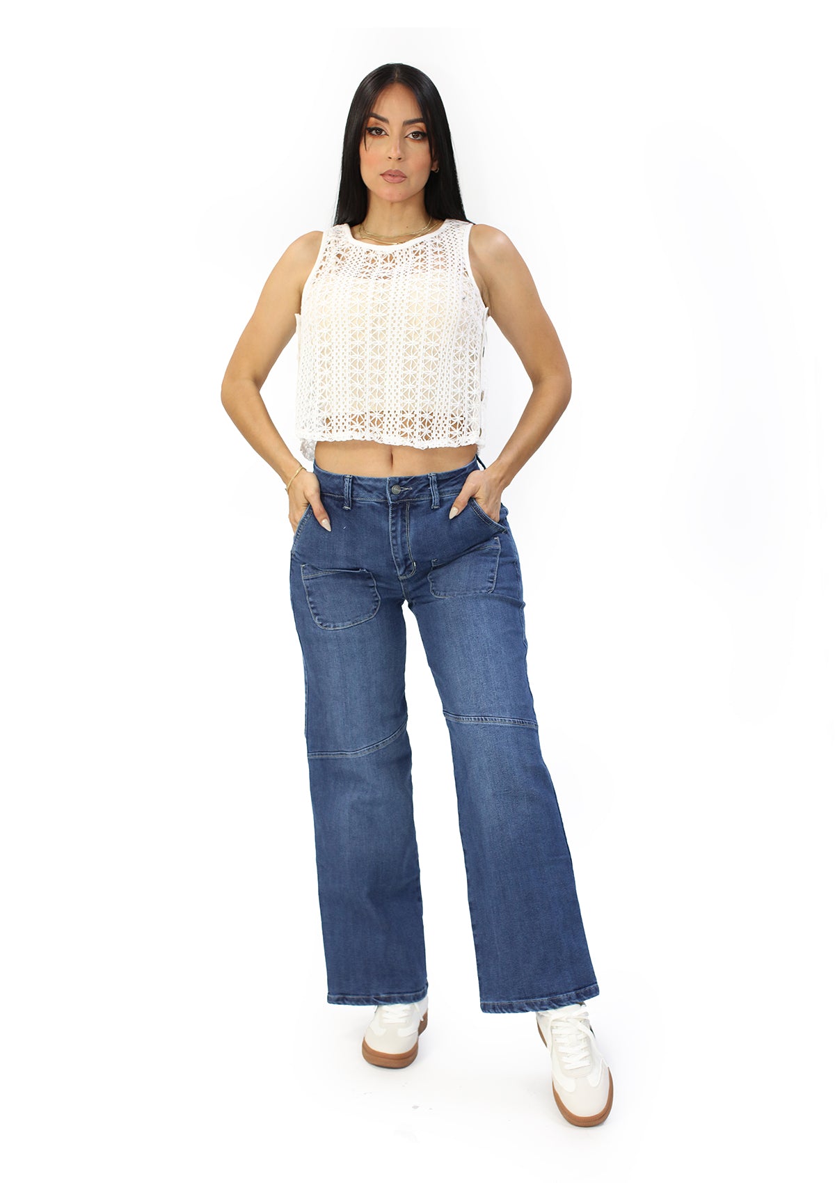 SC-21482 Medium Denim Straight Fit Jean by Scarcha