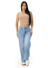 SC-21494 Light Denim Straight Fit Jean by Scarcha
