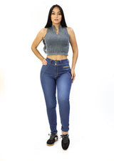 SC-21498 Medium Denim Skinny Jean by Scarcha