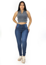 SC-21504 Dark Denim Skinny Jean Long by Scarcha