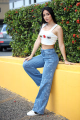 SC-21531 Light Denim Wide Leg Jean by Scarcha