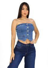 SM10251TH Medium Denim Blusa de Mujer