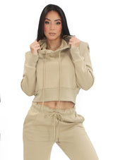 SM-10319-TN Khaki Hoodie Jacket de Mujer