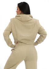 SM-10319-TN Khaki Hoodie Jacket de Mujer