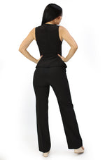 SM-3781N-SET Black Set Vest y Pantalon de Mujer