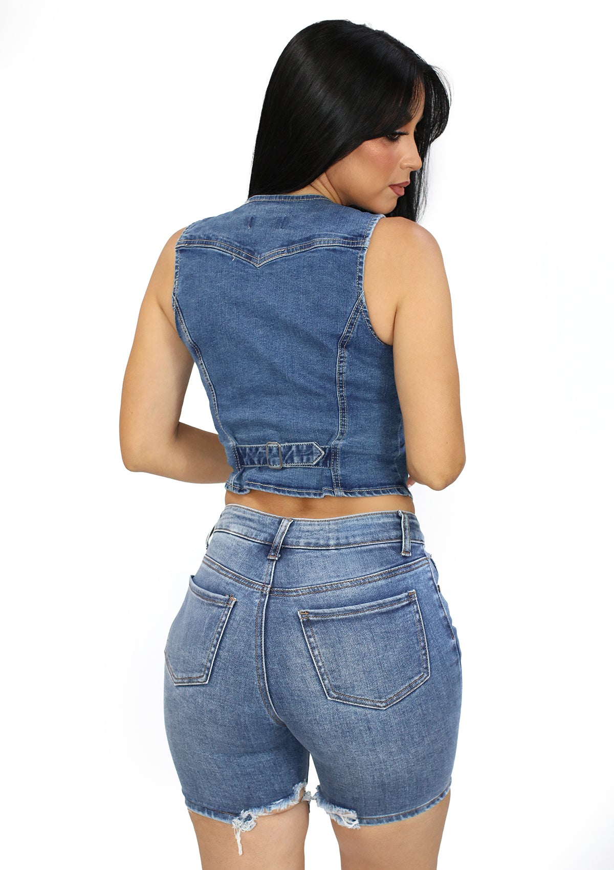 SM-5155-VN Medium Denim Blusa de Mujer