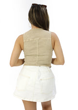 SM-5157-VN Khaki Denim Blusa de Mujer