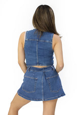 SM-5157-VN Medium Denim Blusa de Mujer