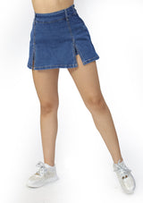 SM-6973-KM Medium Denim Falda Pantalón de Mujer