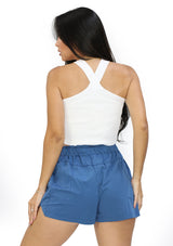SM90154WH White Crop Top de Mujer