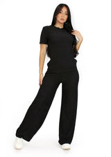 SU-HK-705 Black Set Palazzo de Mujer