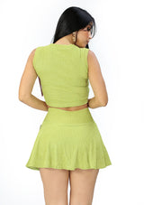 SU-HKS-102 Avocado Set Falda Pantalon de Mujer