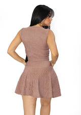 SU-HKS-102 Mocha Mousse Set Falda Pantalon de Mujer