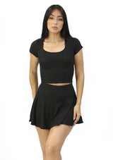 SU-HKS-104 Black Set Falda Pantalon de Mujer
