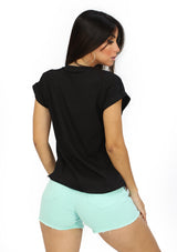 TATA108 Black Heart Blusa de Mujer