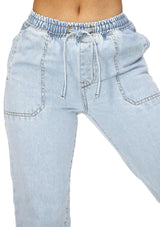 VEDJP239915 Light Denim Jogger Cargo de Mujer