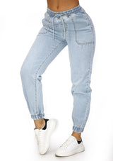 VEDJP239915 Light Denim Jogger Cargo de Mujer