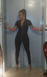 LAST ONE 17484 Maripily Denim Skinny Jumpsuit