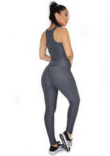 BISN901 Charcoal Gray Set Deportivo con Compresión Anticelulitis para Mujer - Pompis Stores