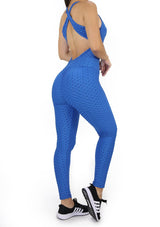 BISU309 Royal Blue Jumpsuit Deportivo con Compresión Anticelulitis para Mujer - Pompis Stores