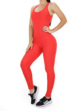 BISU309 Red Jumpsuit Deportivo con Compresión Anticelulitis para Mujer - Pompis Stores