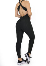 BISU309 Black Jumpsuit Deportivo con Compresión Anticelulitis para Mujer - Pompis Stores