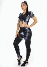 BISU909 Black Tie Dye Set Deportivo con Compresión Anticelulitis para Mujer - Pompis Stores