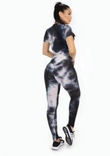 BISU909 Black Tie Dye Set Deportivo con Compresión Anticelulitis para Mujer - Pompis Stores