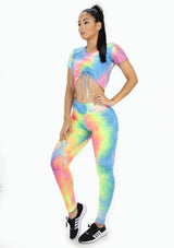 BISU909 Neon Multi Tie Dye Set Deportivo con Compresión Anticelulitis para Mujer - Pompis Stores