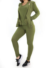 BIZIP01 Olive 3pcs Deportivo con Compresión Anticelulitis para Mujer