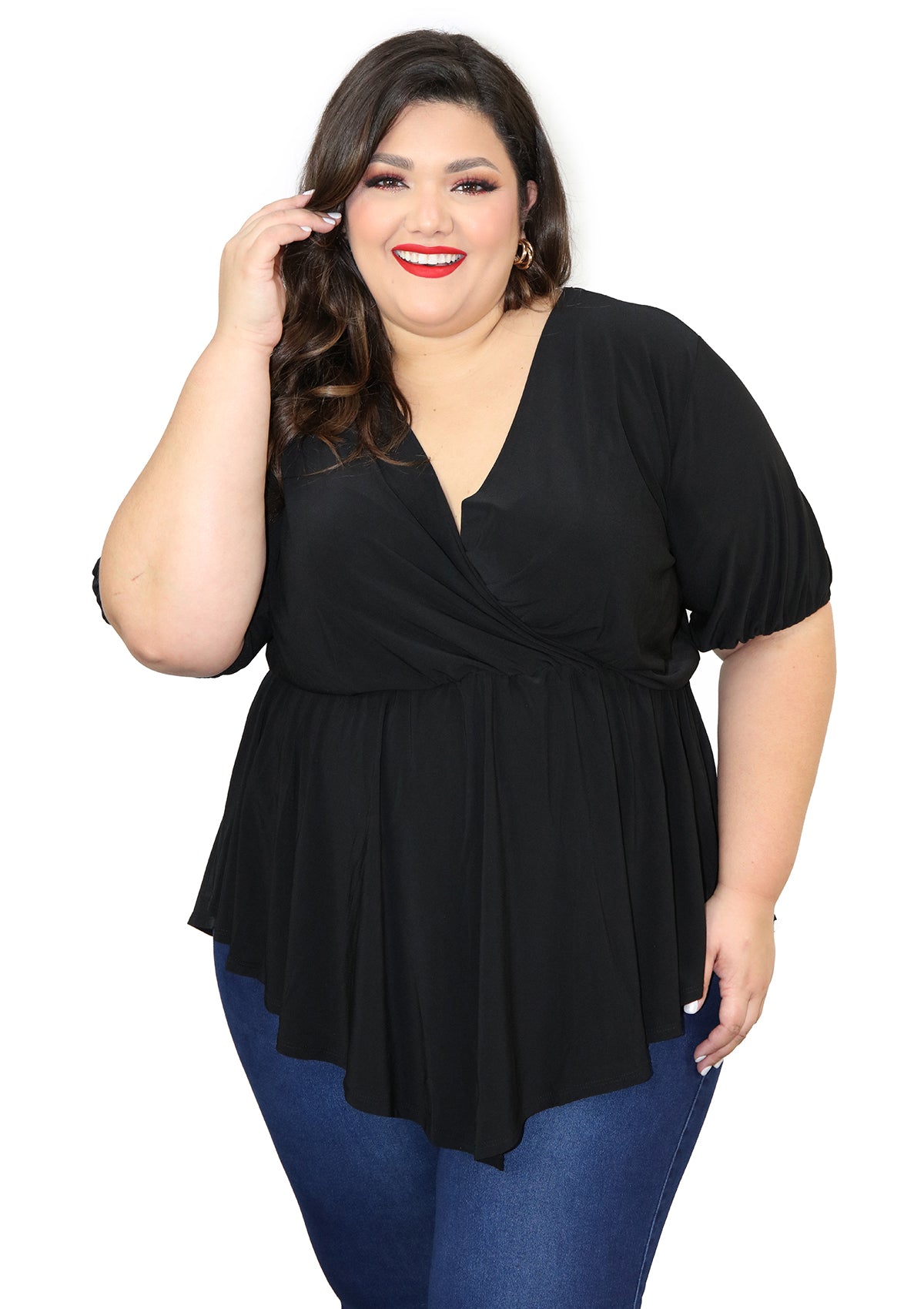 BL-T-5106-N Black Blusa de Mujer Plus